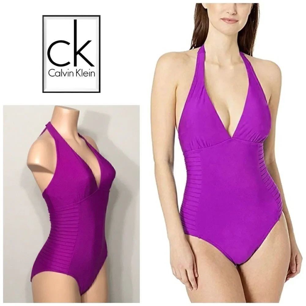 Calvin Klein halter v-neck swimsuit. NWOT
